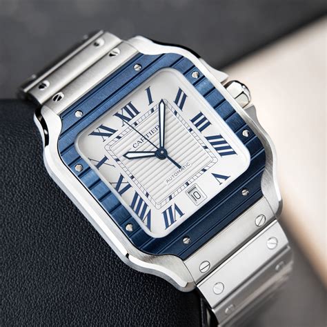 cartier santos mens belt|cartier santos blue bezel.